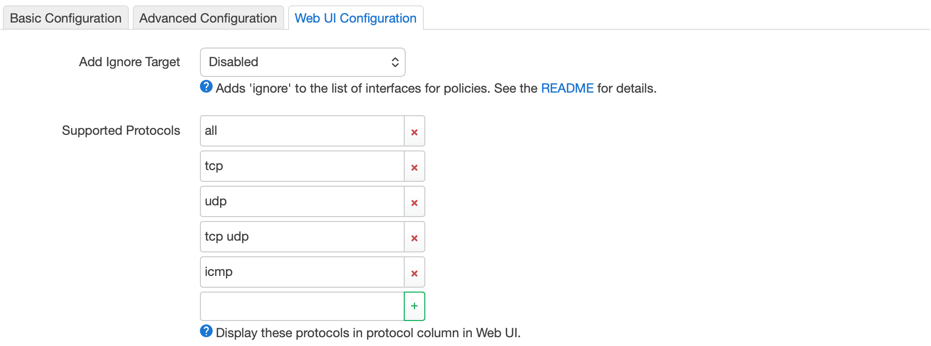 Web UI Configuration default options in Policy Based Routing