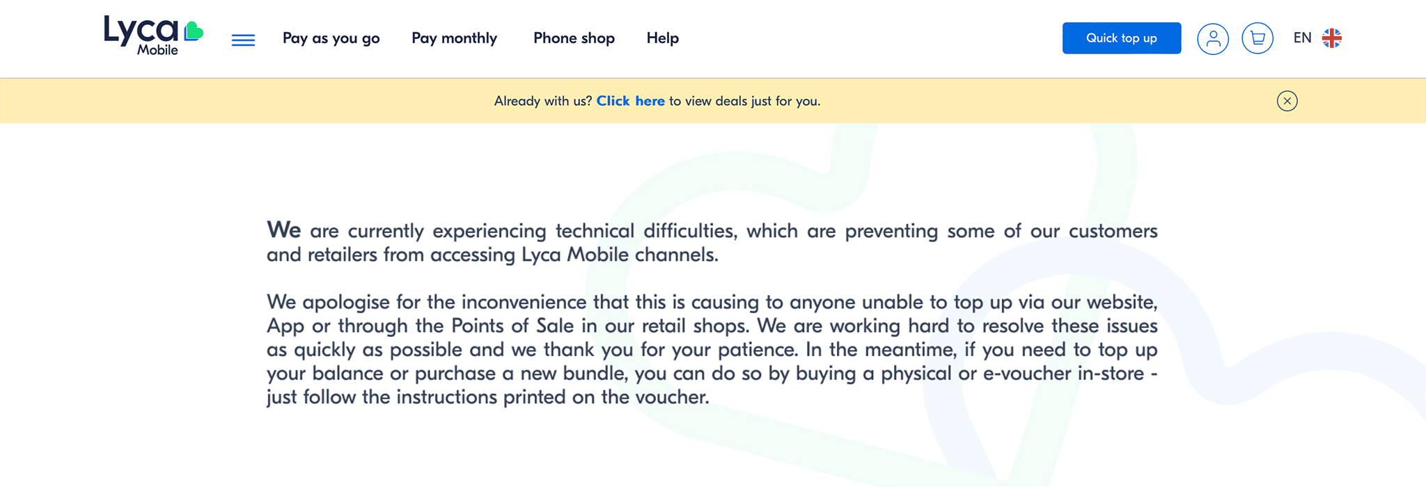 Strona internetowa LycaMobile niedostępna