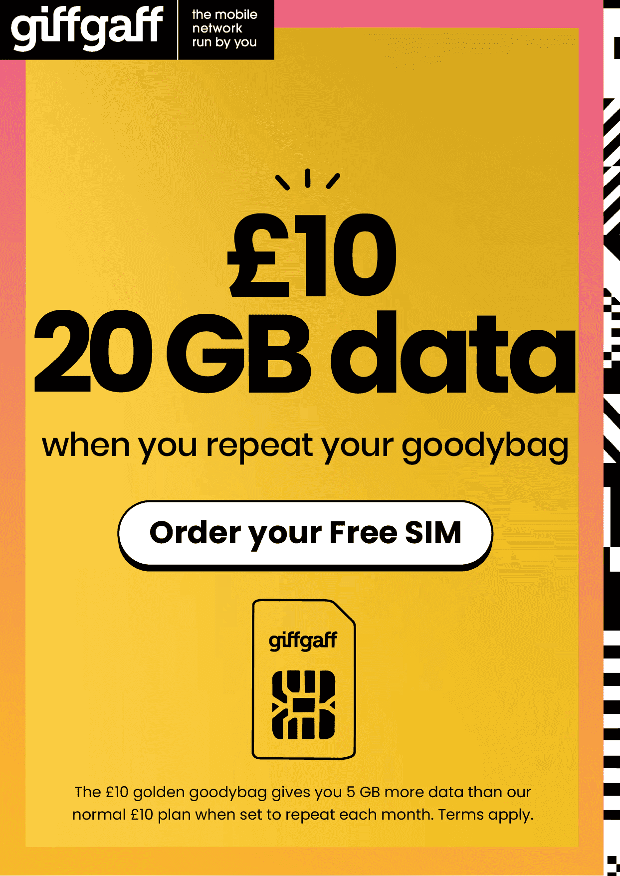 GiffGaff £10 Golden Goodybag