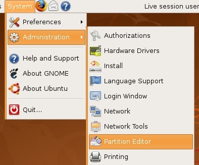 Ubuntu GParted