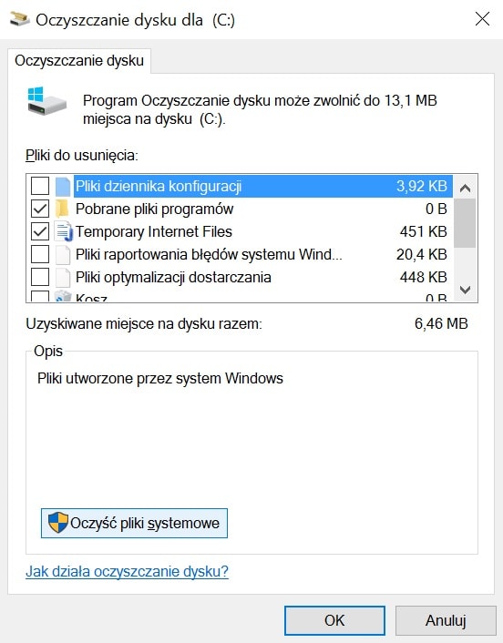 Oczyszczanie Dysku Windows 10