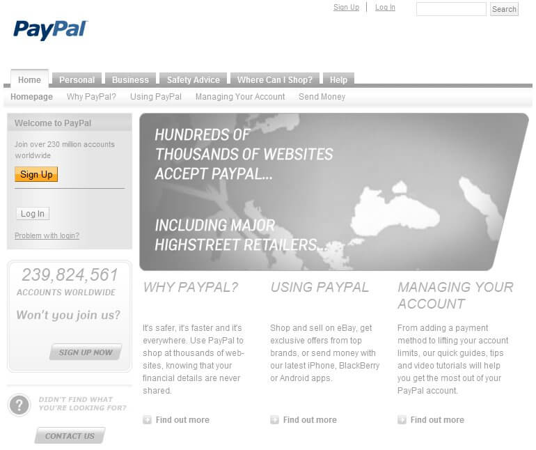 PayPal UK - zrzut ekranu 1