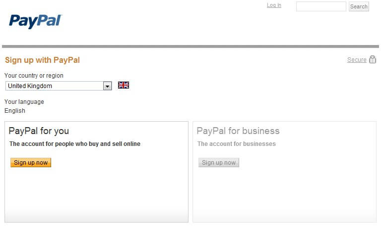 PayPal UK - zrzut ekranu 2
