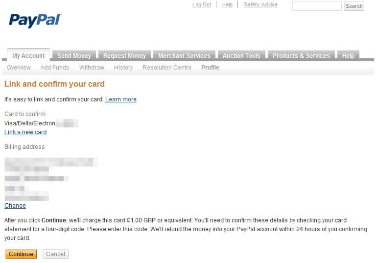 PayPal UK - zrzut ekranu 8.2