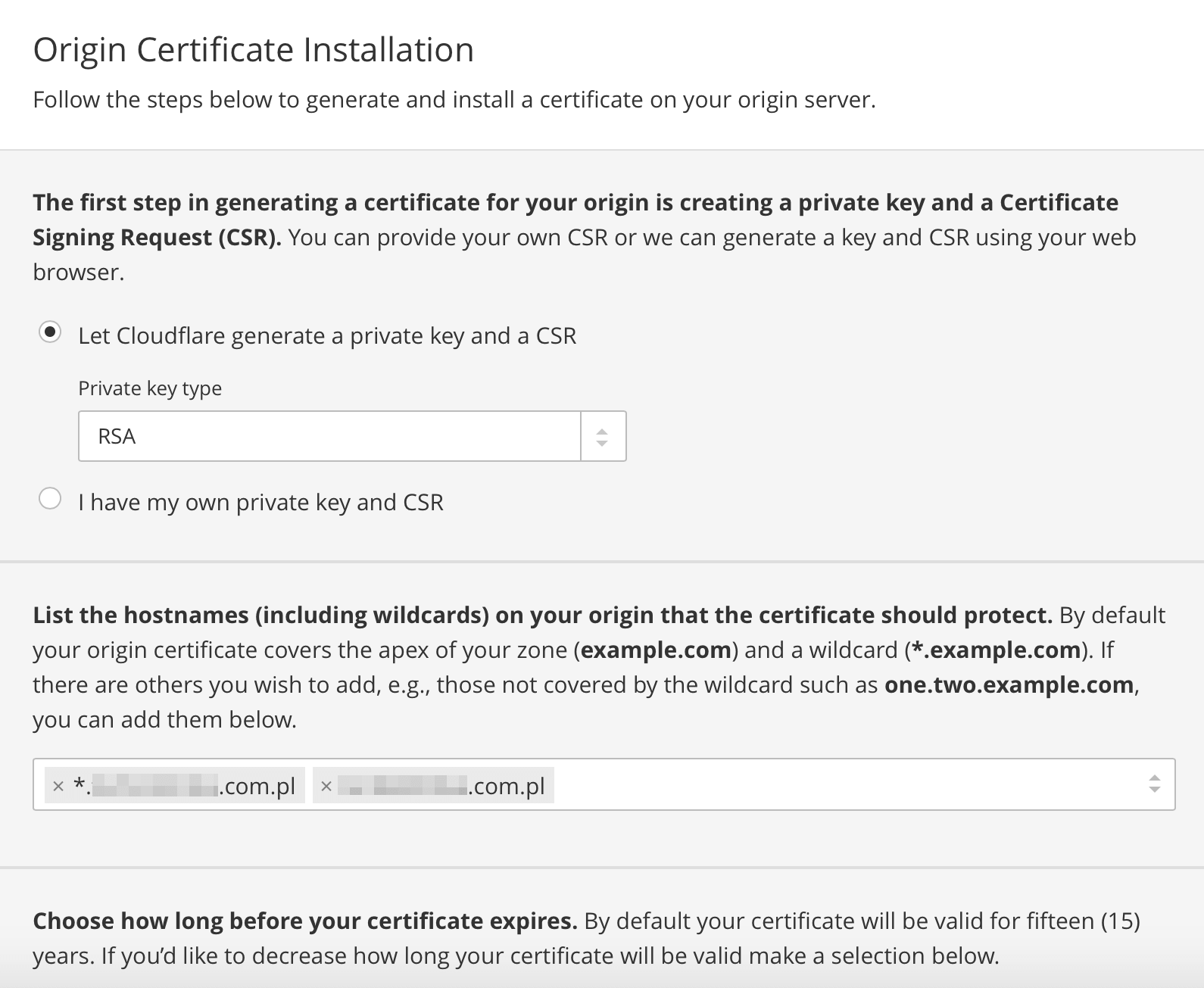 cloudflare crypto origin certificate create