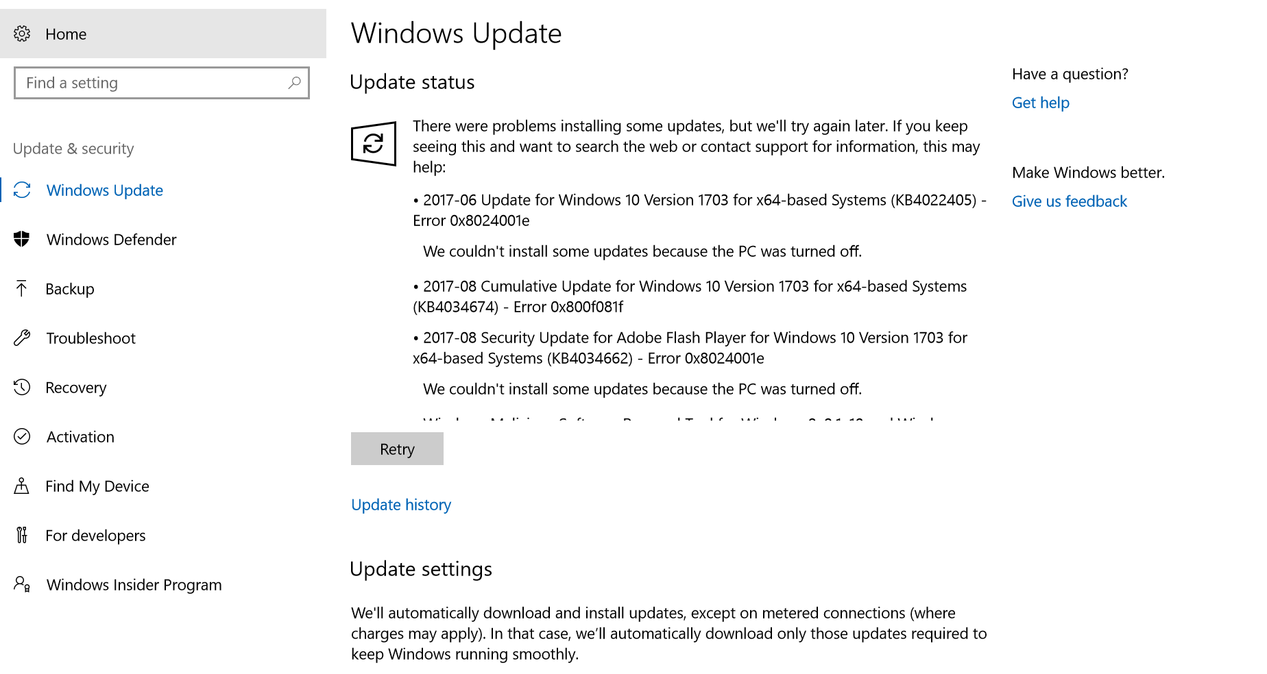 Windows 10 i problem z aktualizacjami (0x8024001e)