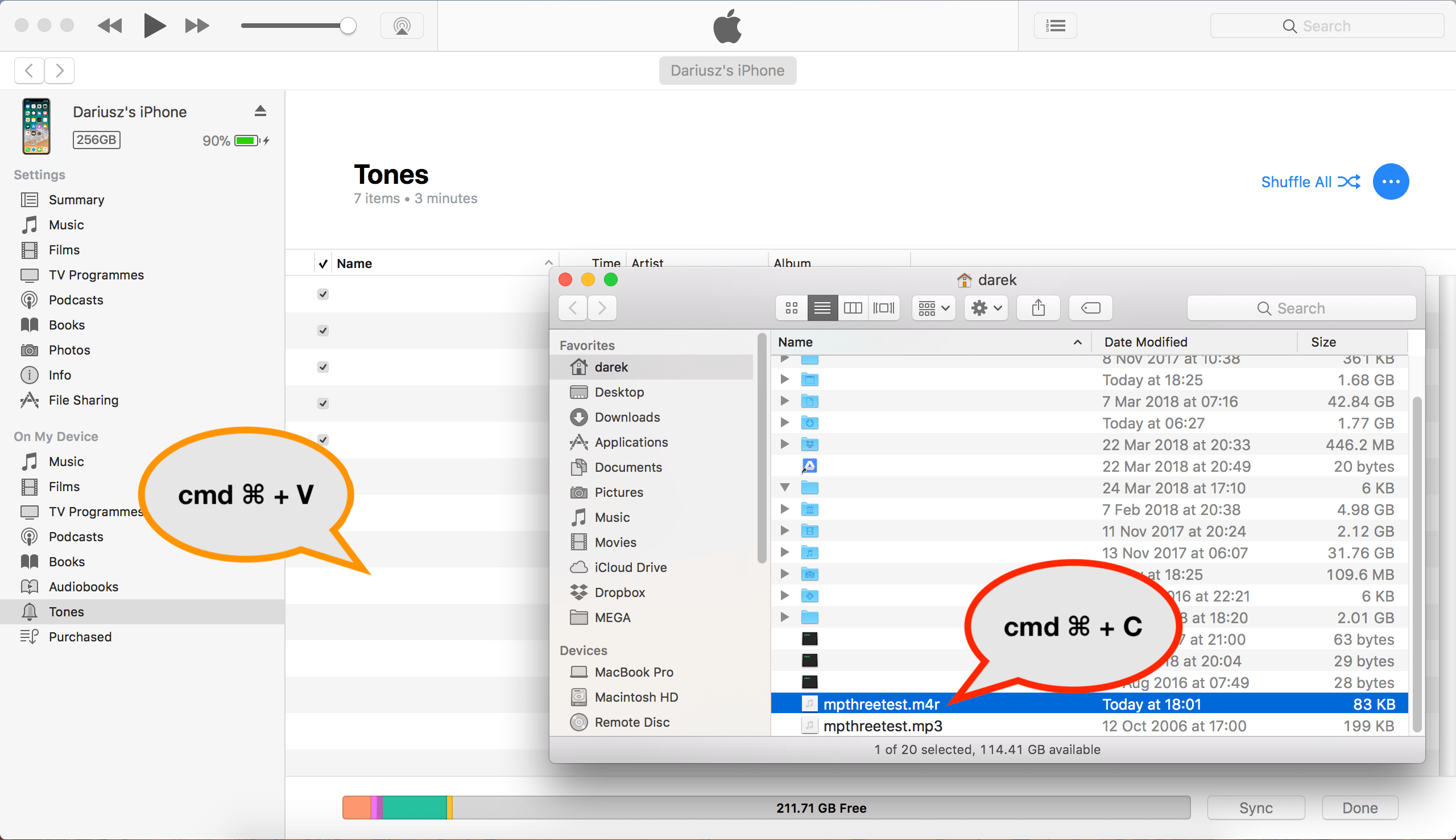iTunes 12.7 cmd+C cmd+V