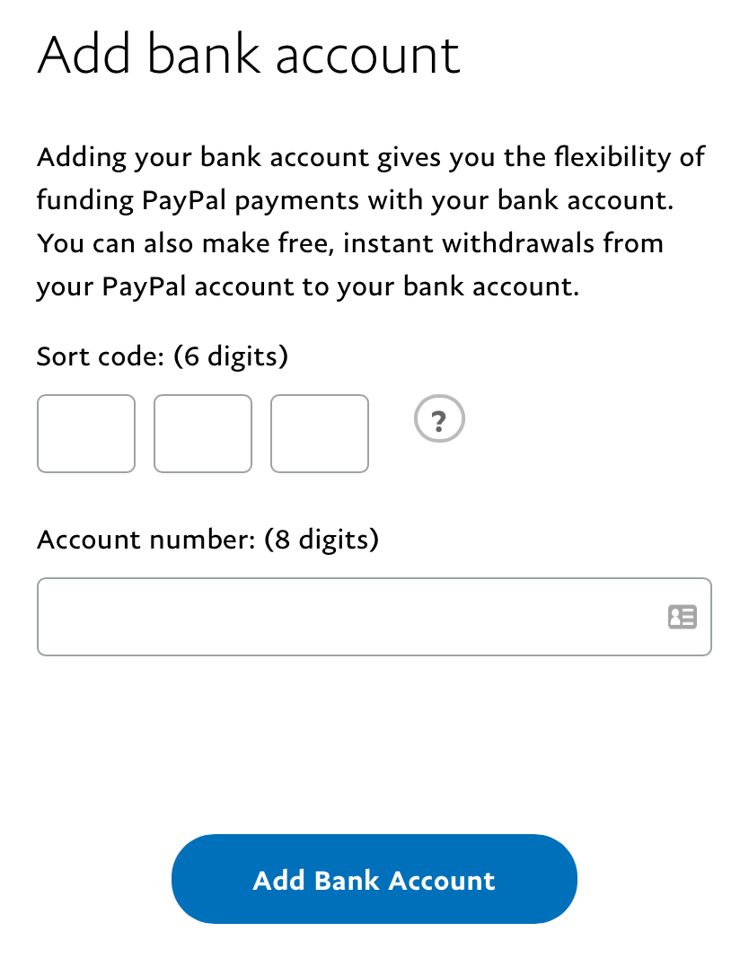 PayPal add account