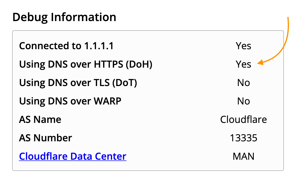 Cloudflare 1.1.1.1 Połączony wraz z DNS przez HTTPS (DoH)