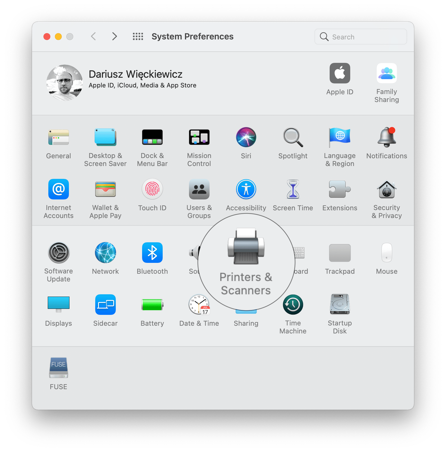 macOS Big Sur - System Preferences - Printers &amp; Scanners