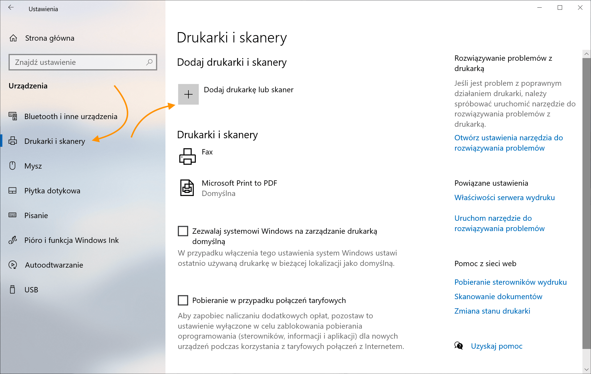 Windows 10 - Drukarki i Skanery