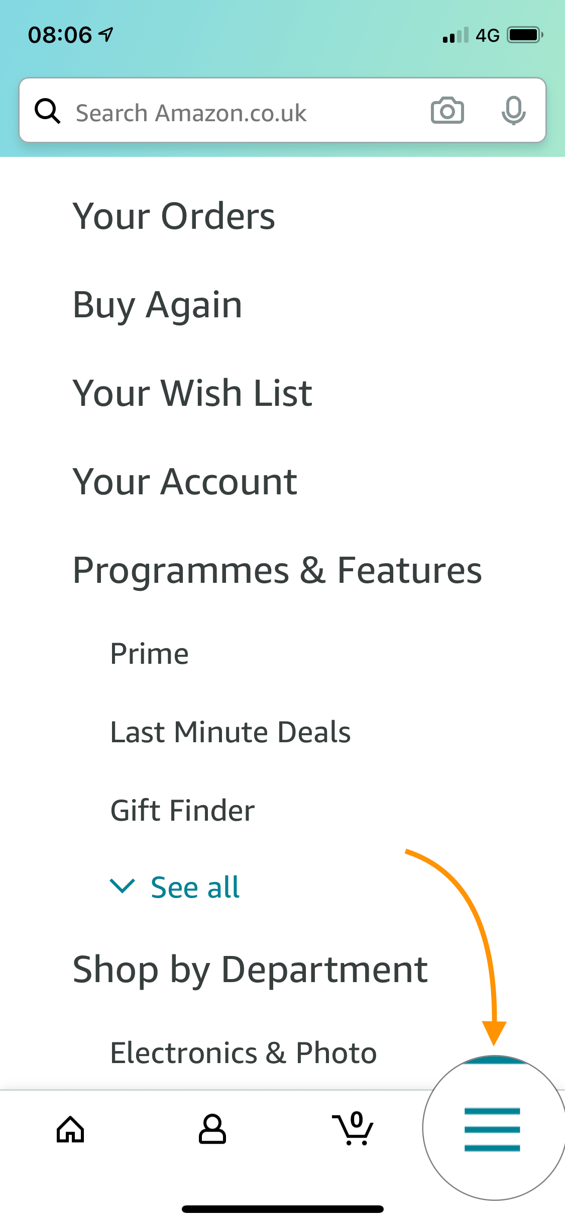 Aplikacja Amazon - Opcje