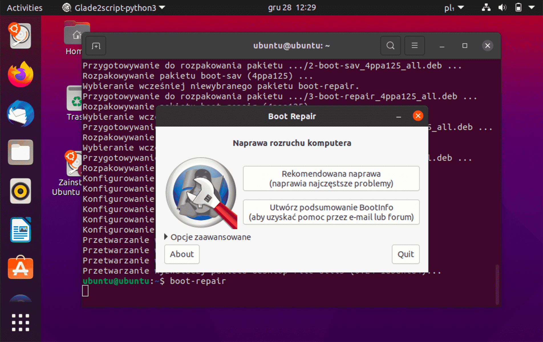 Ubuntu z USB - Boot Repair