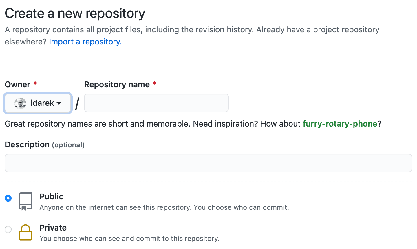 GitHub Create a new repository