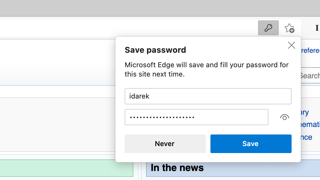 Microsoft Edge Save Password