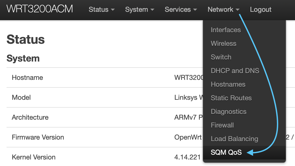 OpenWrt — Network &gt; SQM QoS
