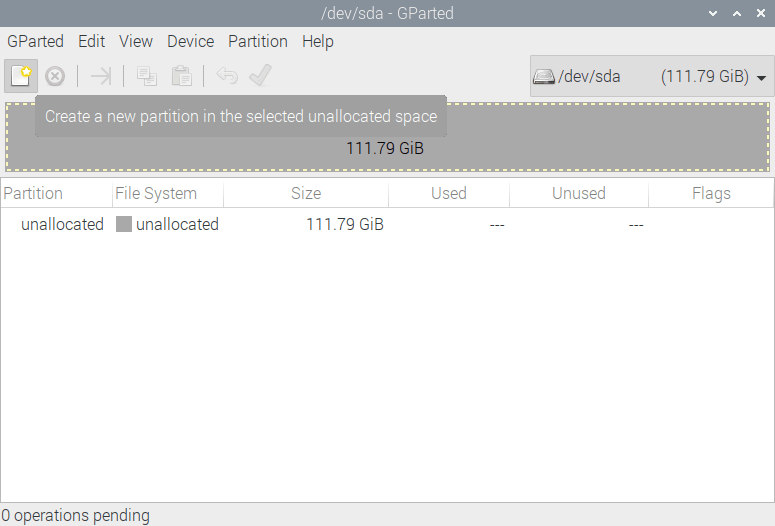 GParted - New partition