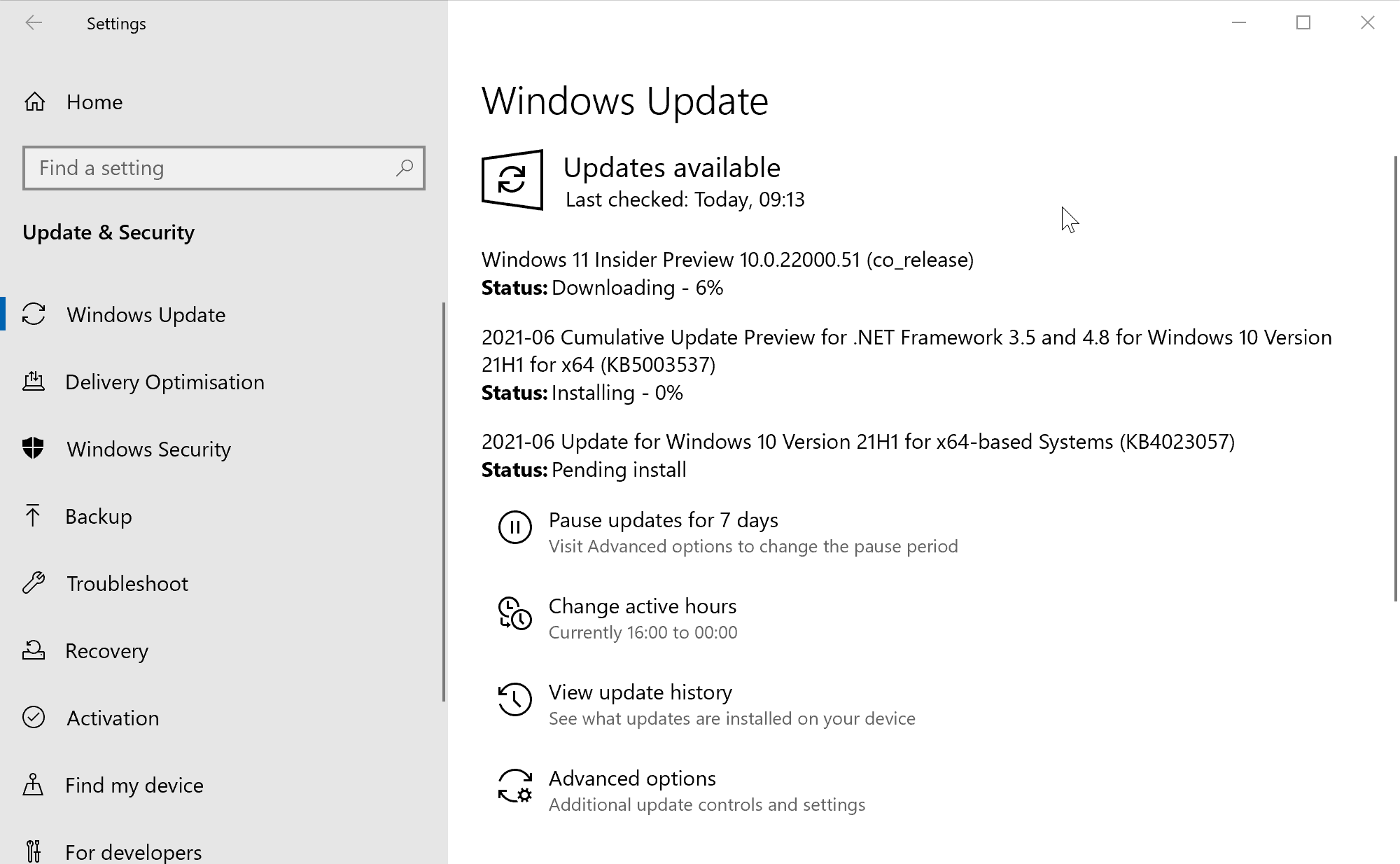 Windows Update Windows 11 Insider Preview