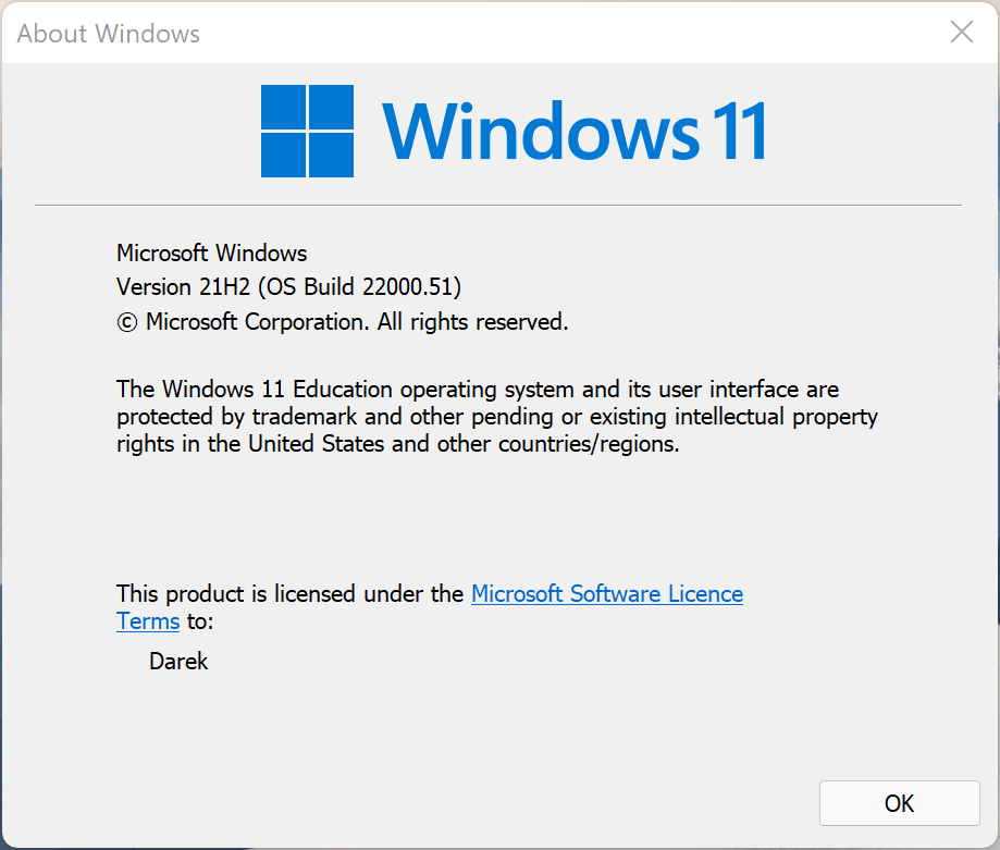 winver - Windows 11 - 21H2