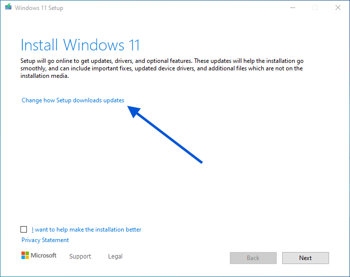 Windows 11 Change how setup download updates