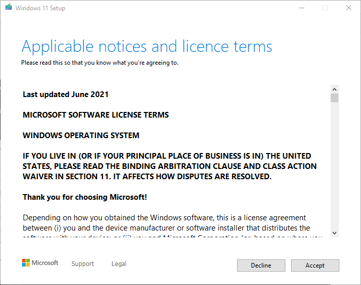 Windows 11 Licence Terms
