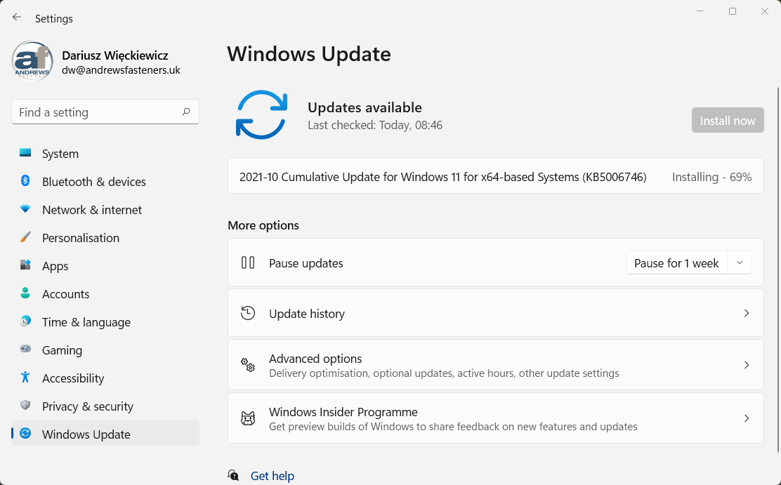 Windows 11 - Friday Cumulative Update
