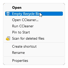 Windows 11 - Right click on Recycle Bin