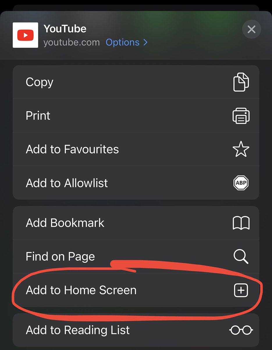 Safari - Add to Home Screen