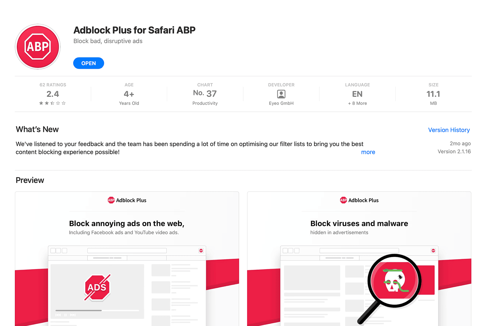 Adblock Plus AppStore macOS