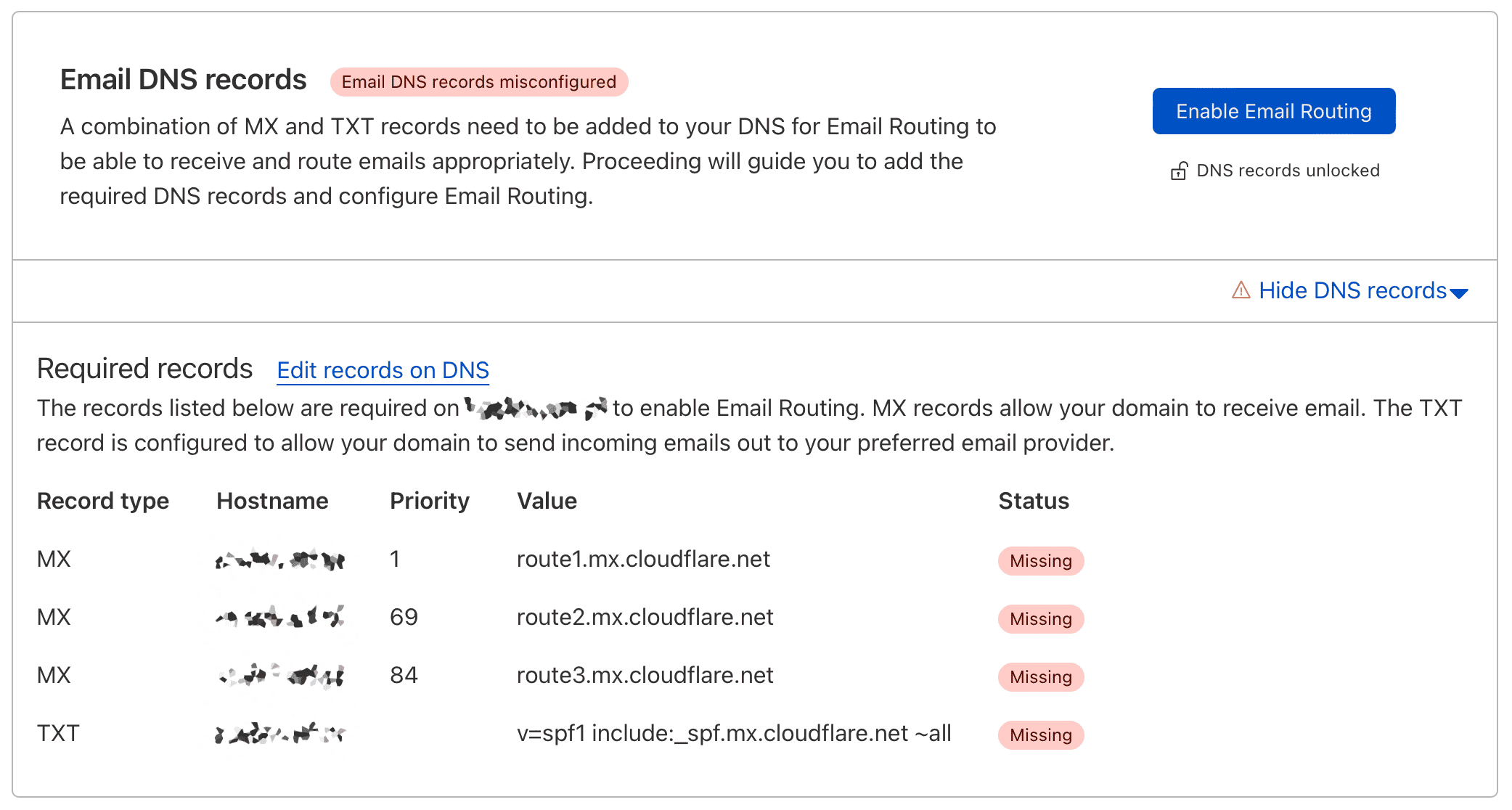 CloudFlare - Email DNS records