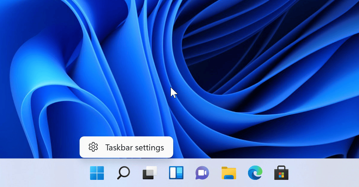 Windows 11 – Right Click on menu bar to get Taskbar settings