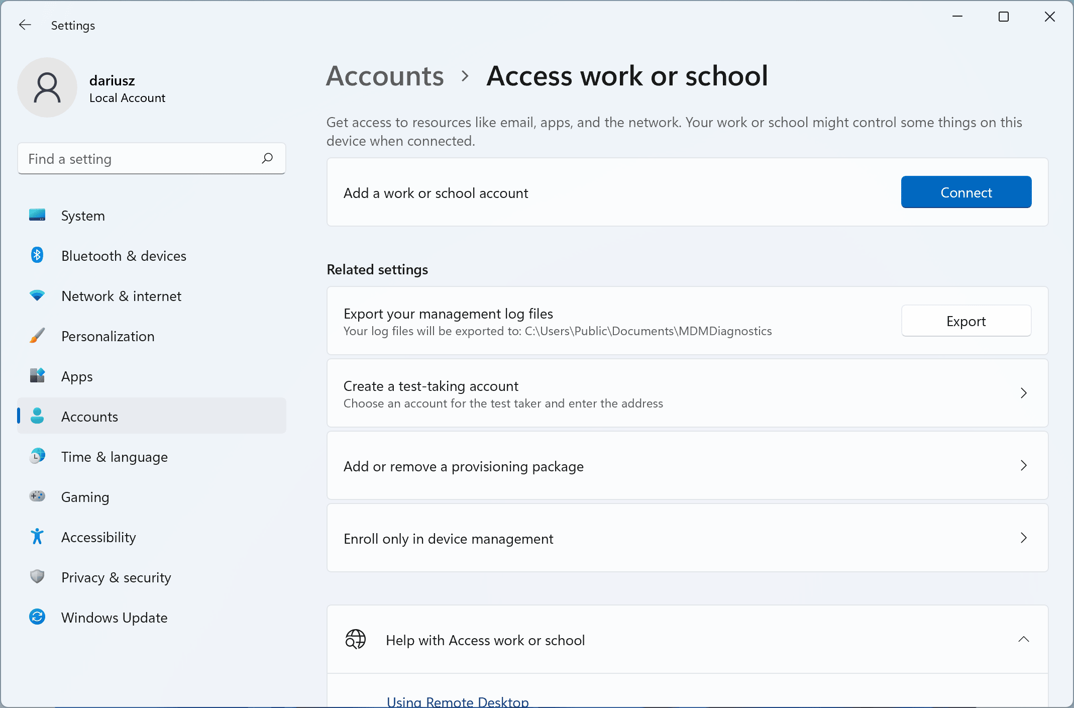 Windows 11 – Login using Microsoft Account – Access Work or School