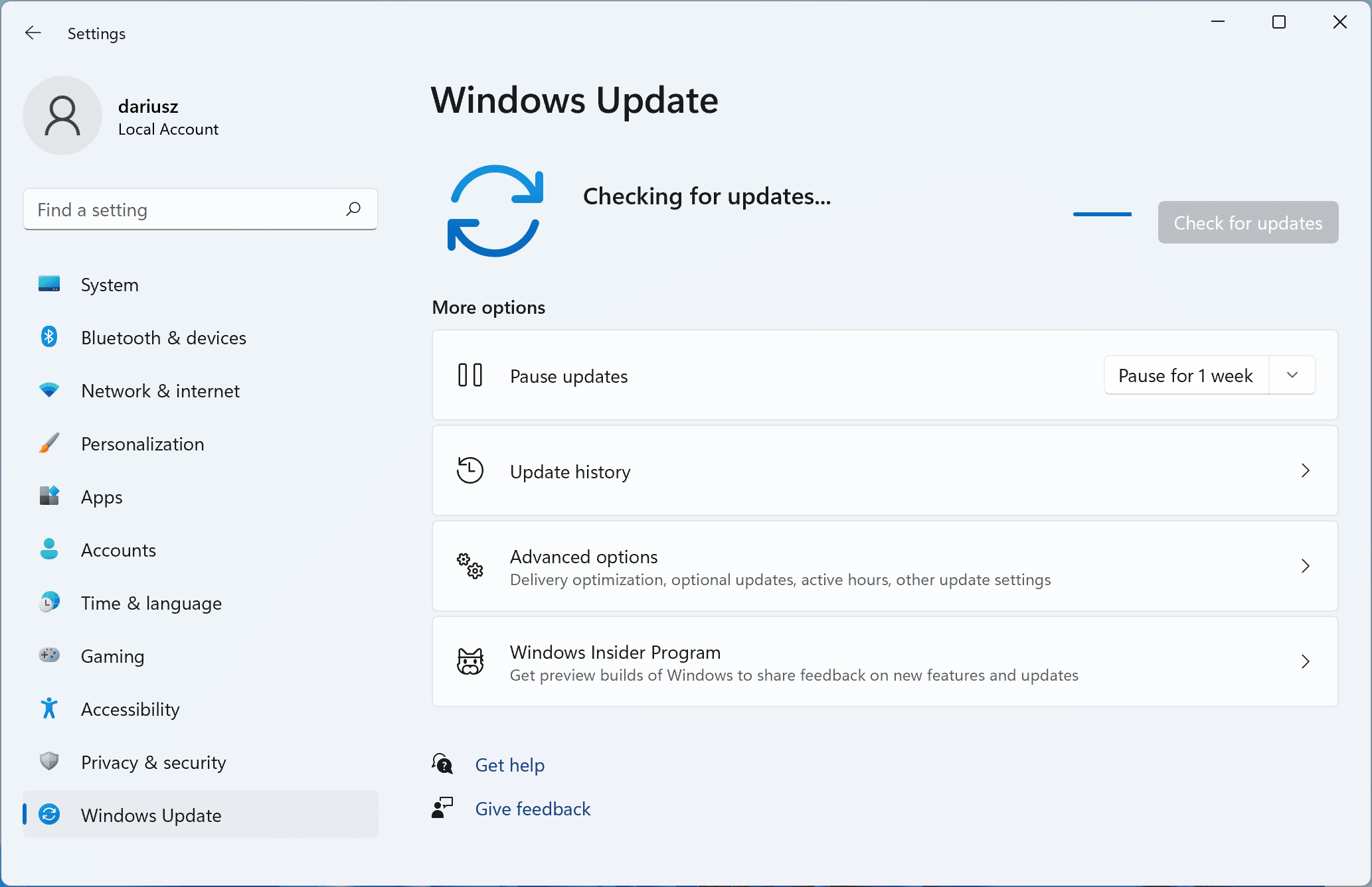 Windows 11 – Windows Updates – Checking for updates