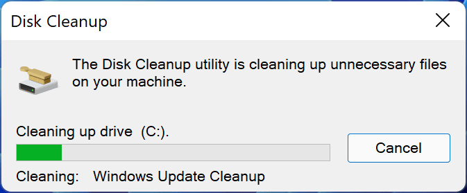 Windows 11 – Disk Cleanup – Progress bar