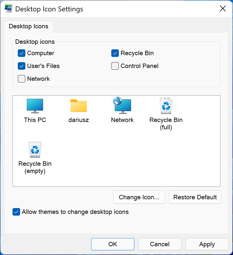Windows 11 – Ustawienia ikon pulpitu