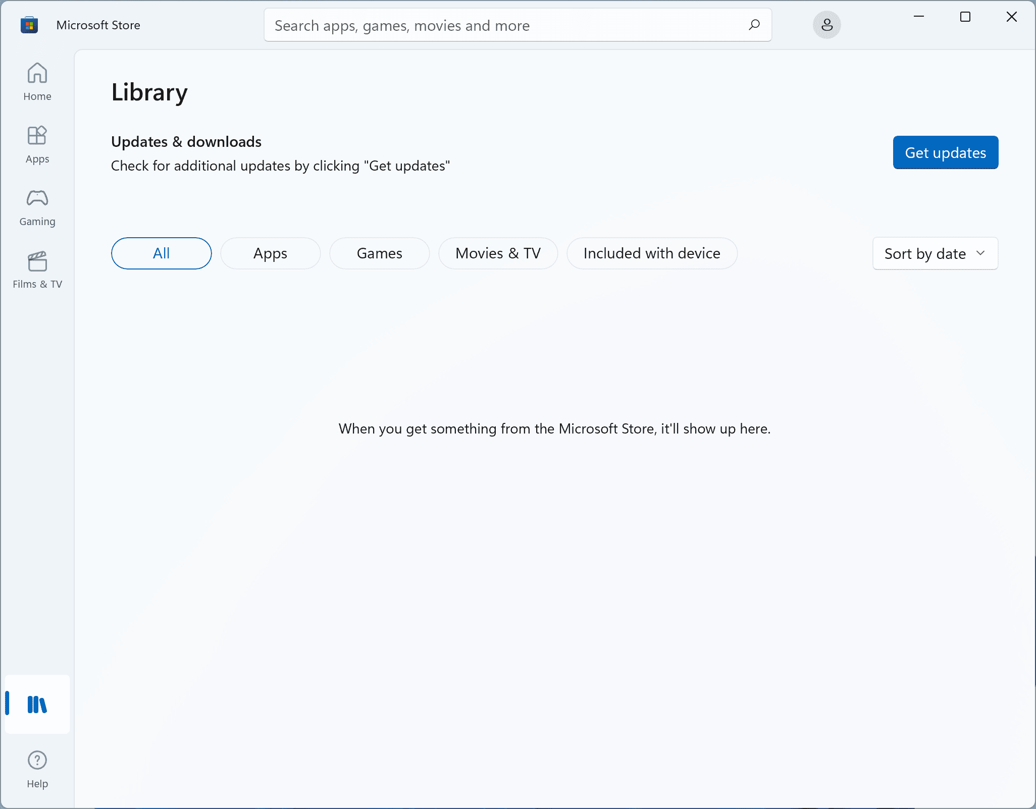 Windows 11 – Microsoft Store – Library