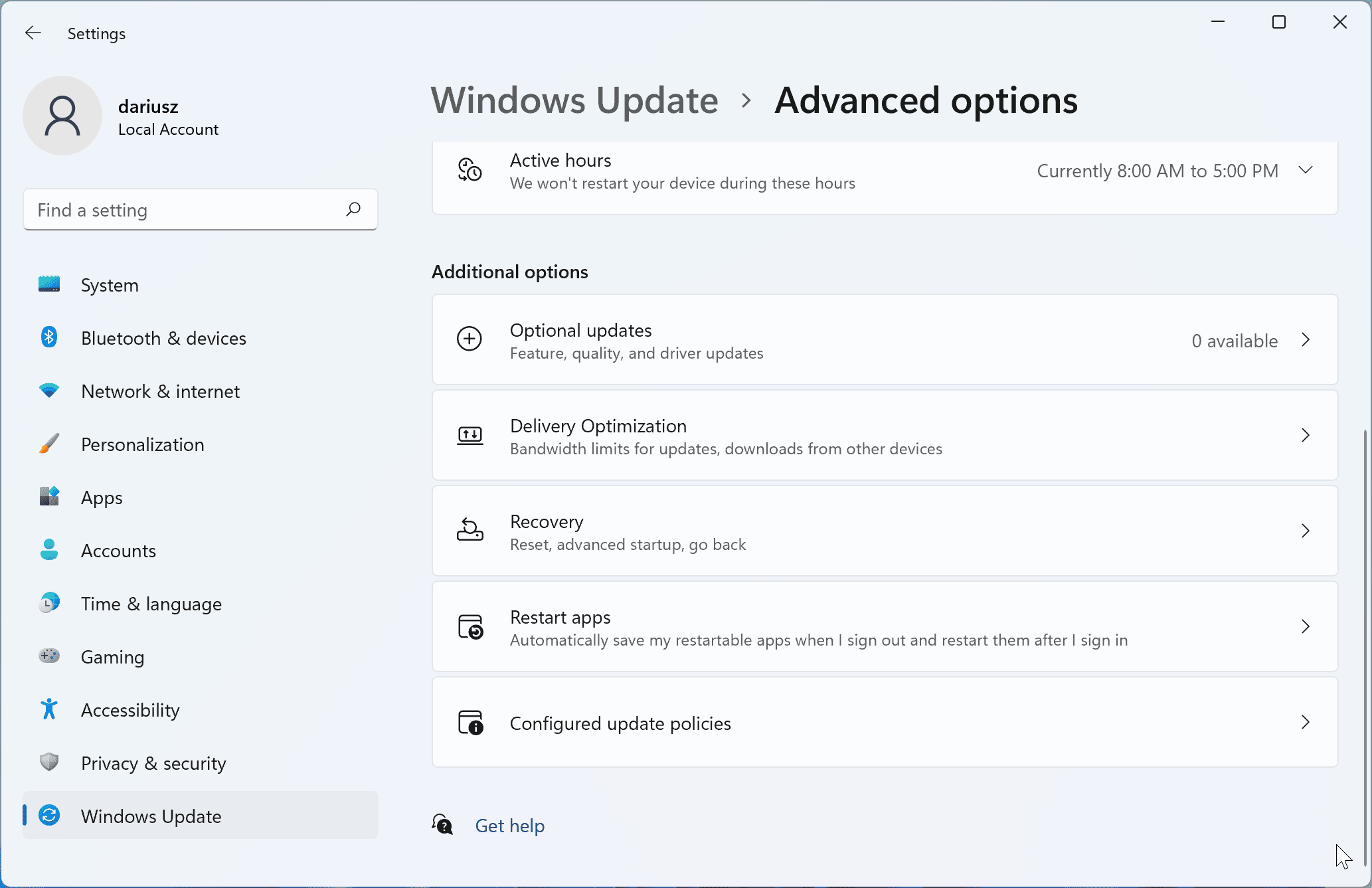 Windows 11 – Windows Updates – Optional updates