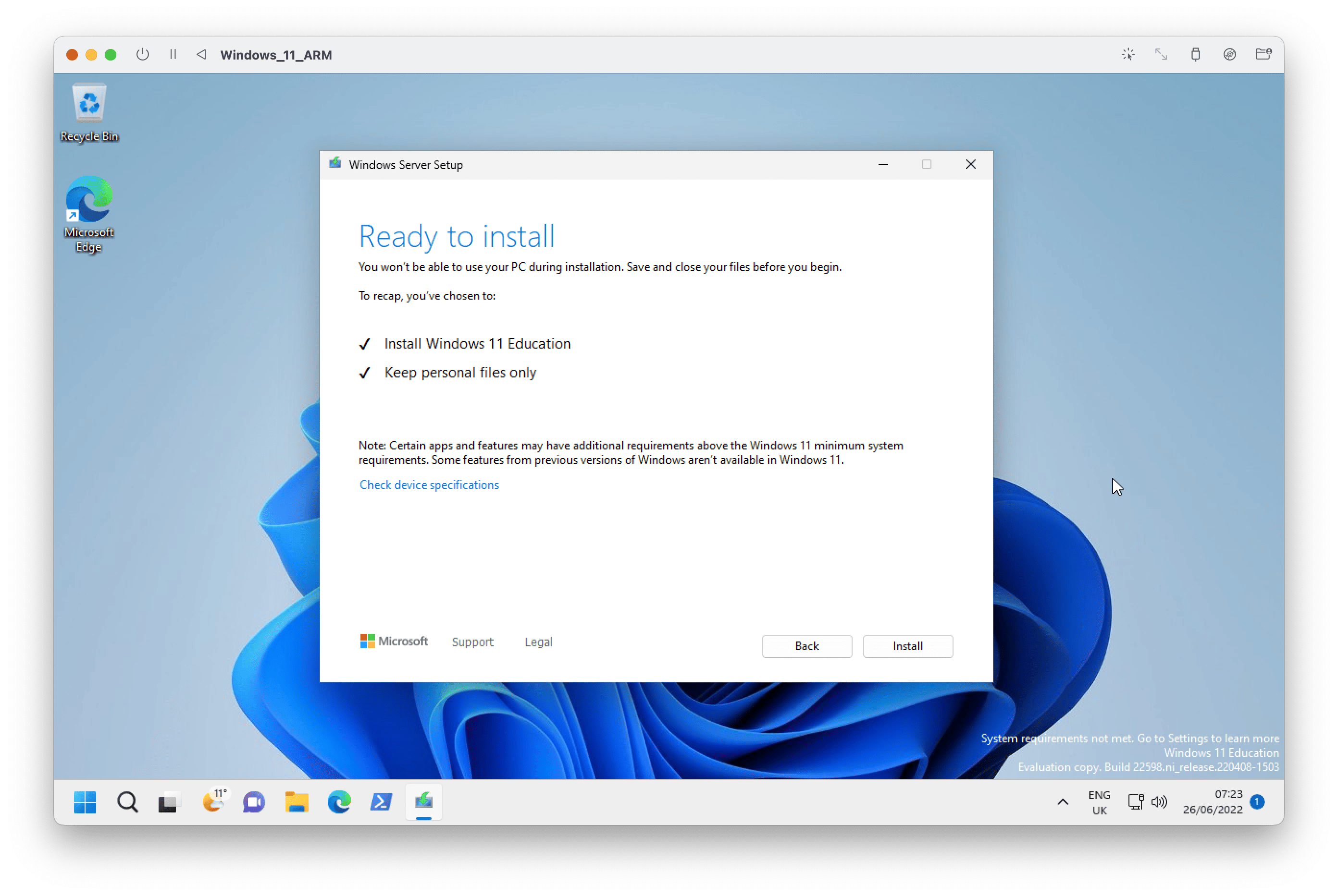 Windows 11 - Setup - Ready to install