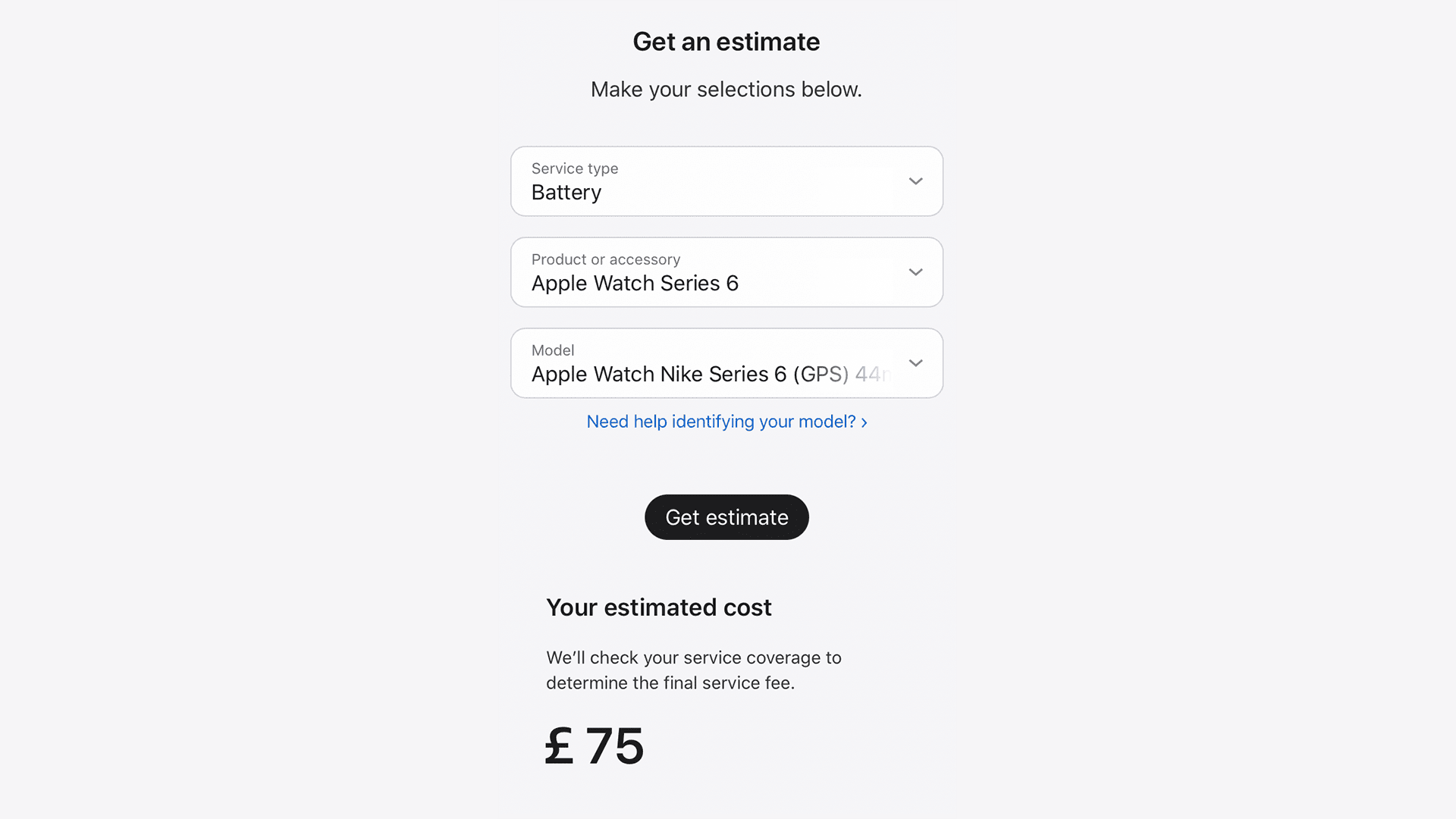 An estimate of Battery Service in UK for Apple Watch Series 6