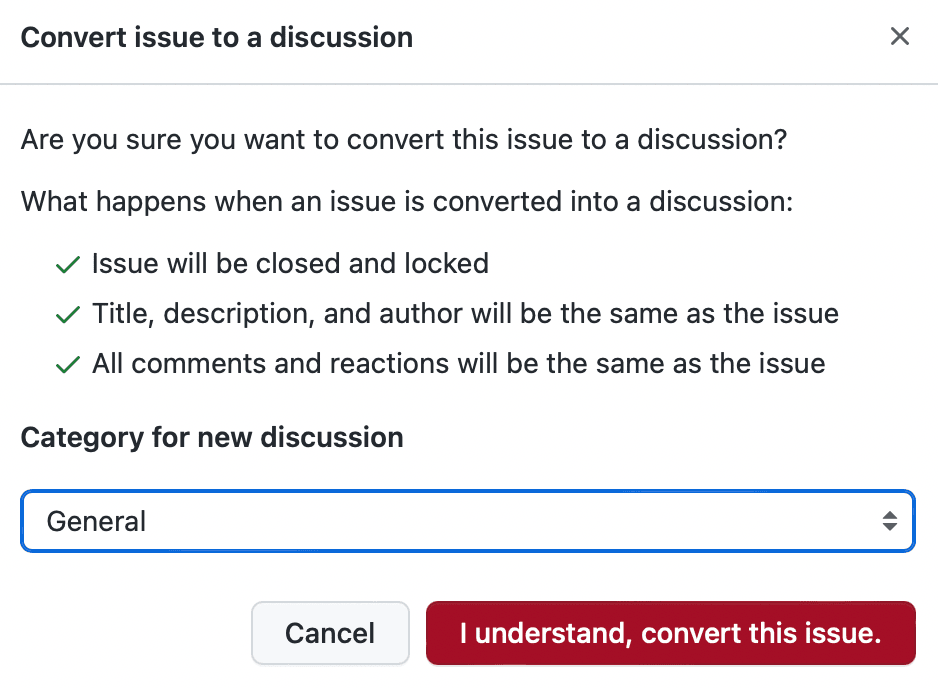 Convert GitHub Issues to GitHub Discussion