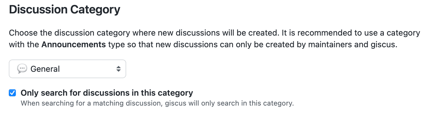 Giscus Configuration Disscussion Category