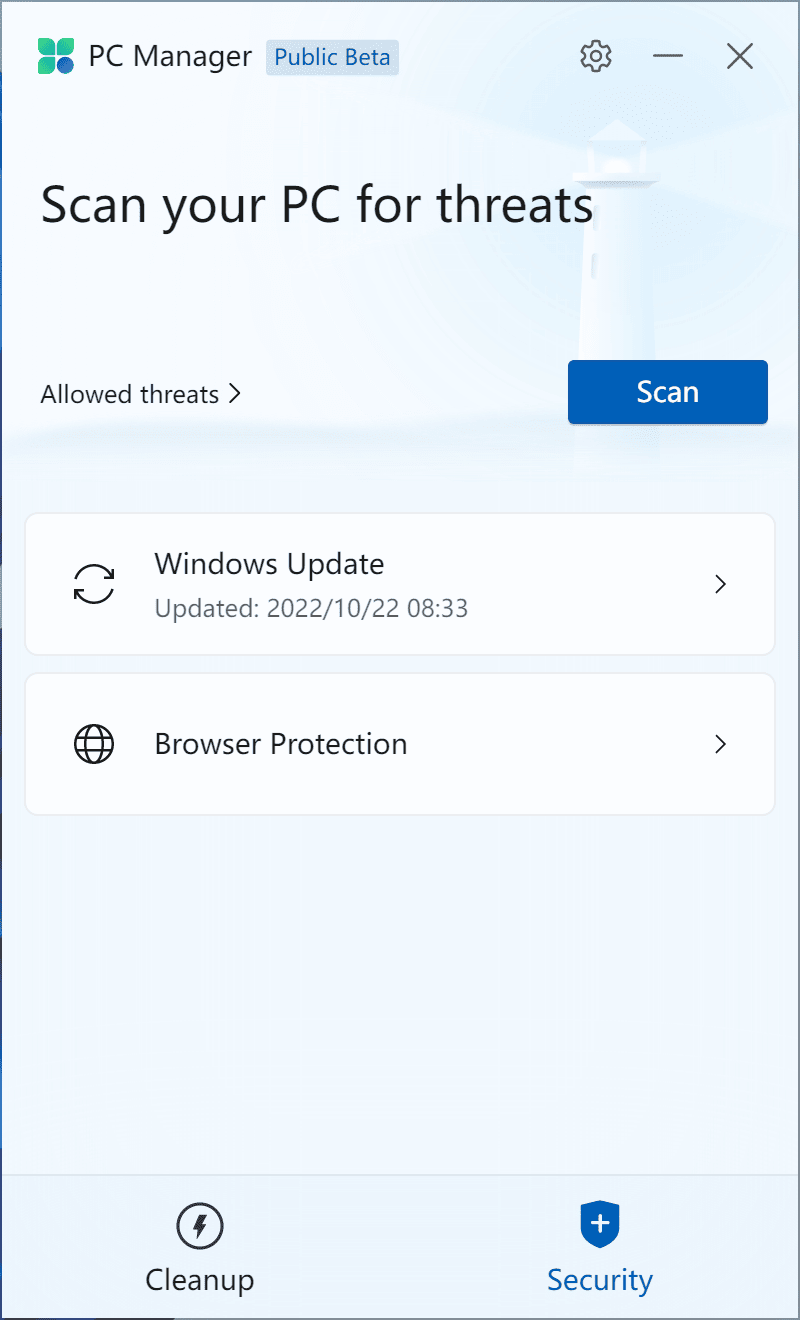 PC Manager Scan our PC for threats