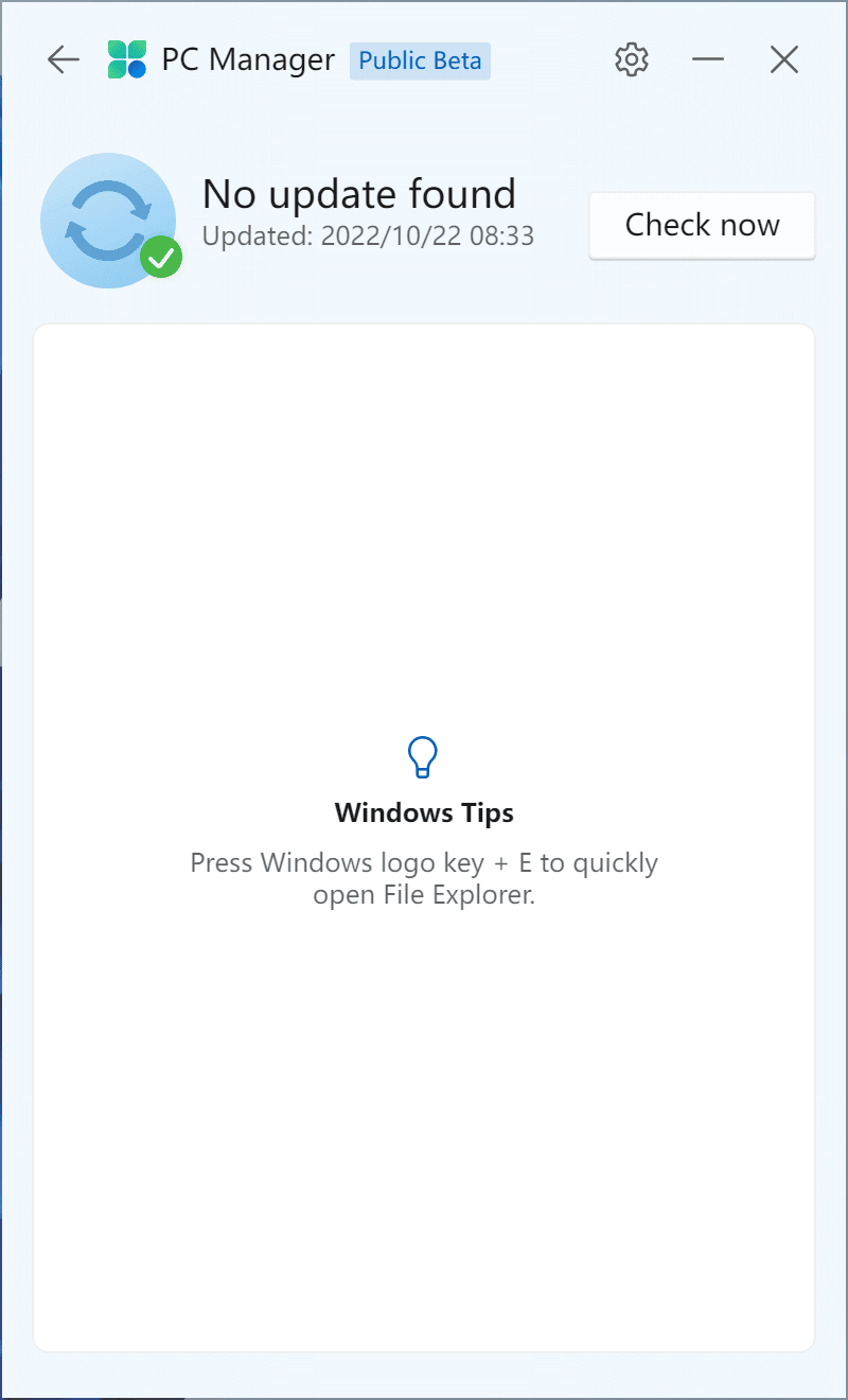 PC Manager Windows Update No update found