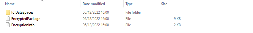 File structure of encrypted XLSX file