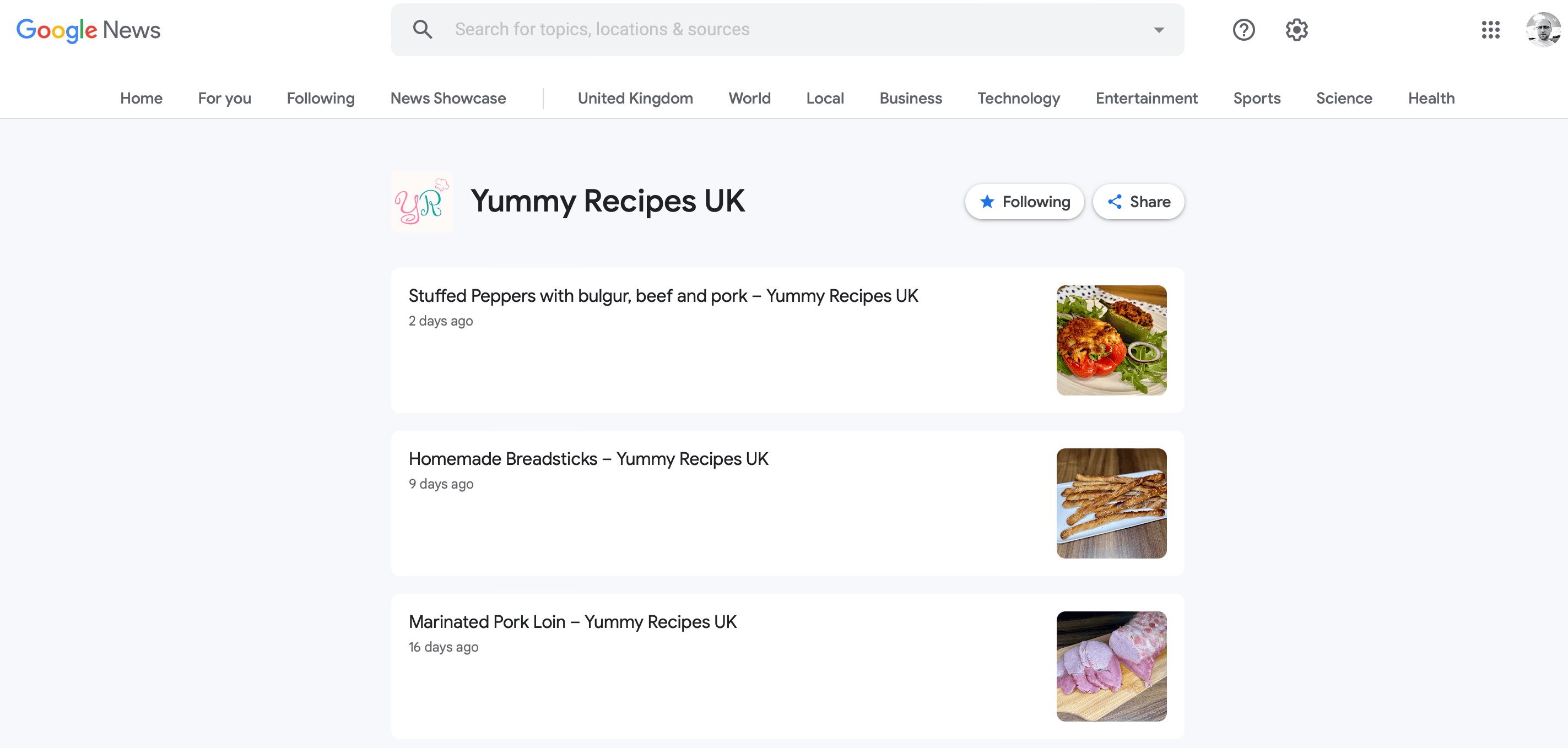 Wiadomości Google - Źródło - Yummy Recipes UK