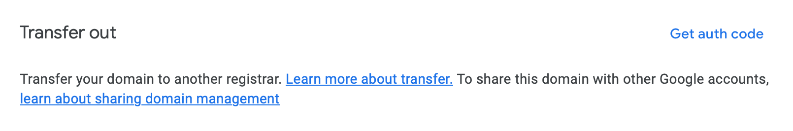 Domeny Google - Transfer Out
