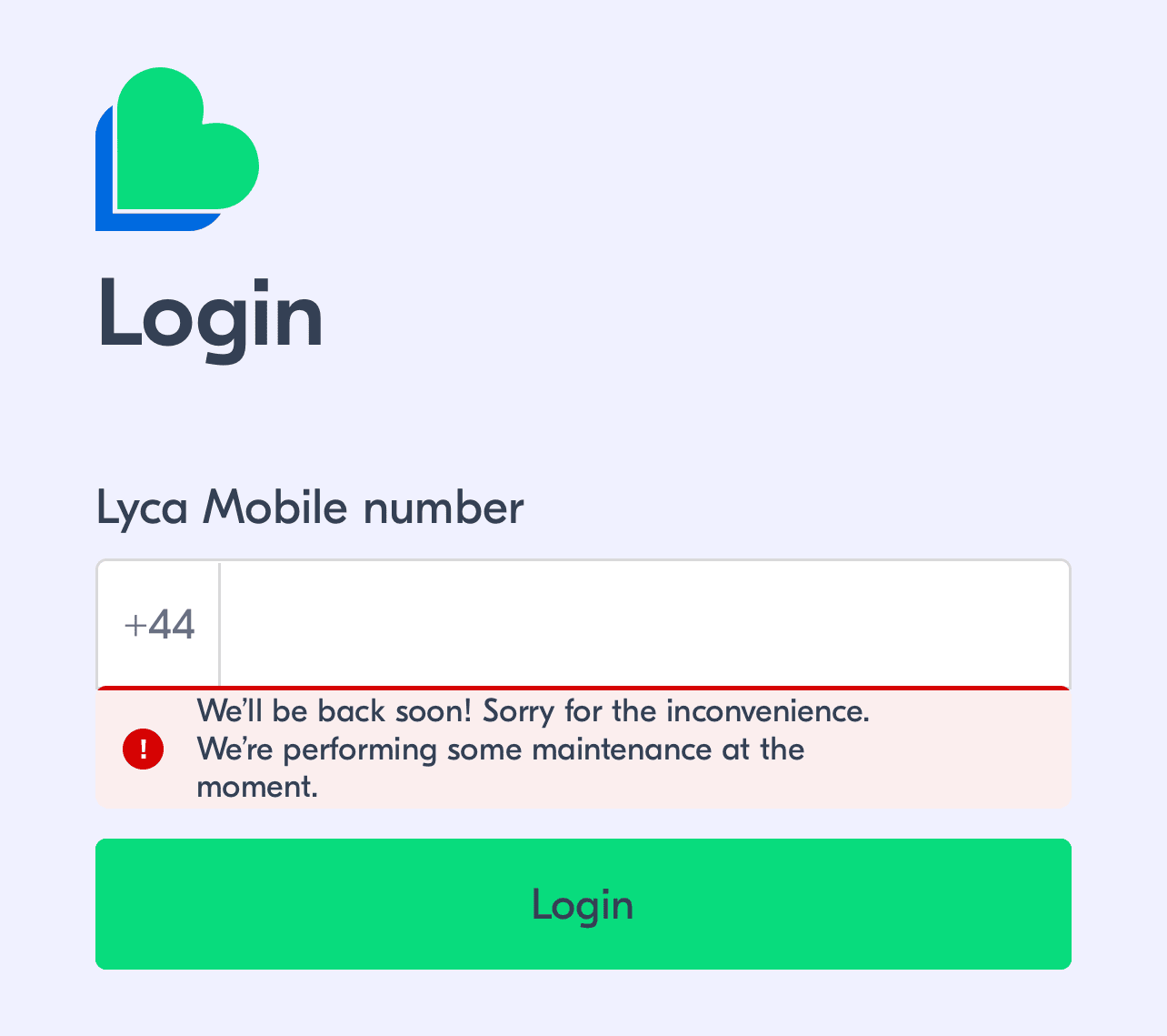 LycaMobile App down