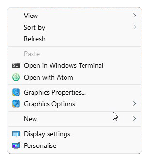 Windows 11 - Right click on Desktop - Show more options