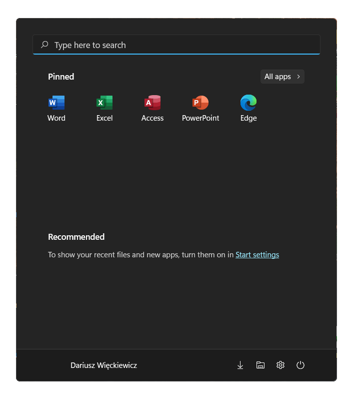 Windows 11 - Start Menu - Recommended